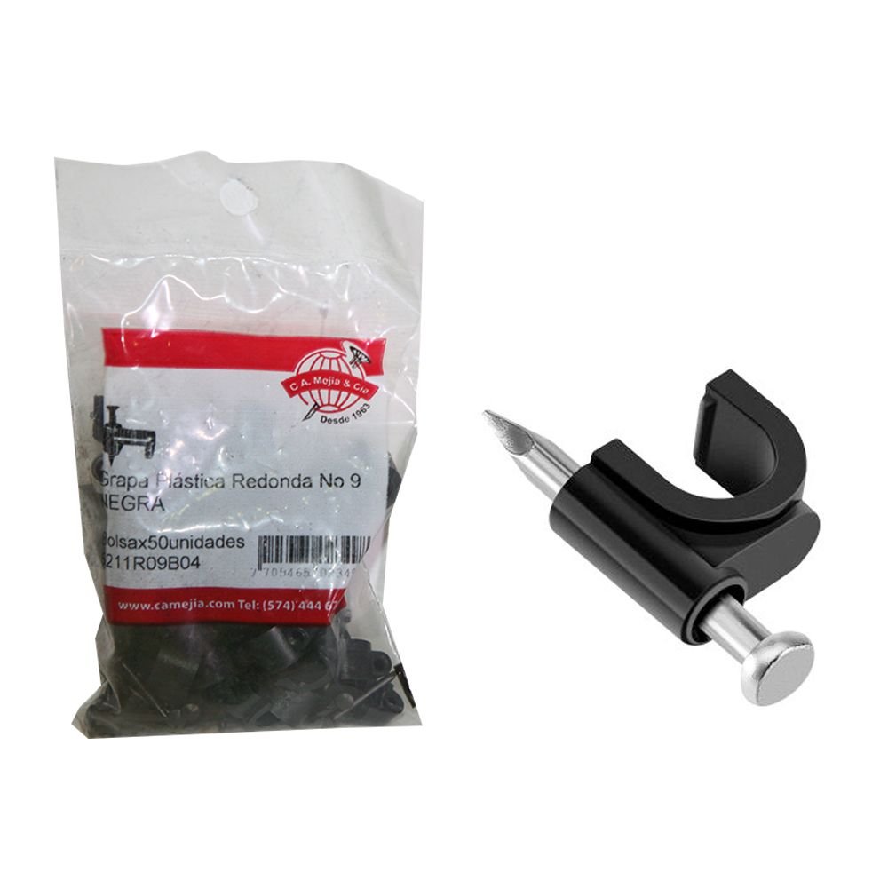 GRAPAS PLASTICAS REDONDA GRANDE NEGRA (20X50)