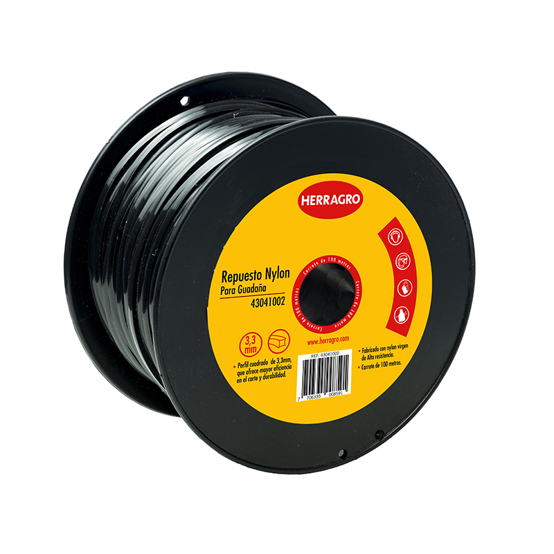 NYLON CUADRADO DESMALEZADORA 3,3 MM X 100M HERRAGRO