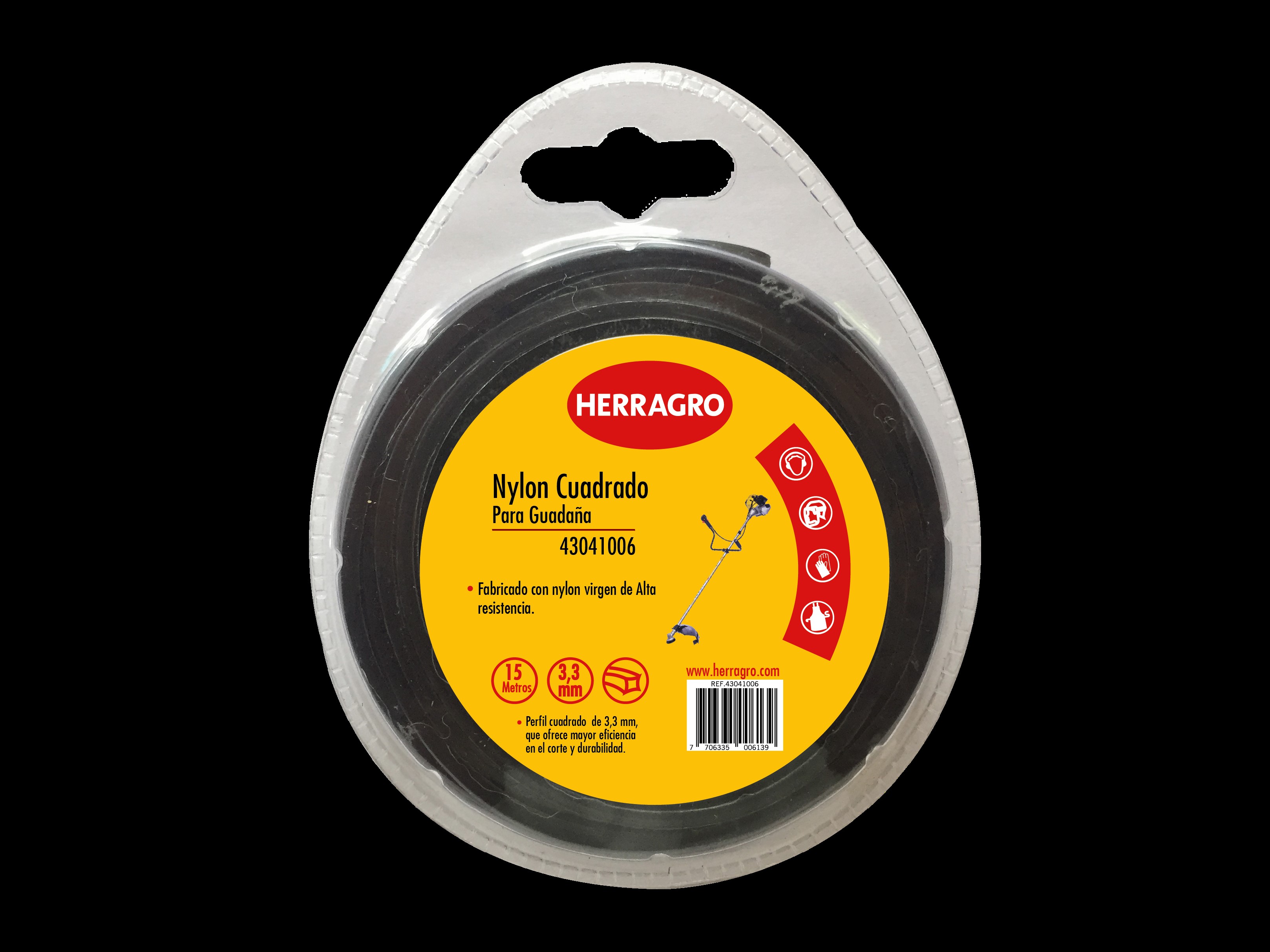 NYLON CUADRADO DESMALEZADORA 3,3 MM X 15M HERRAGRO